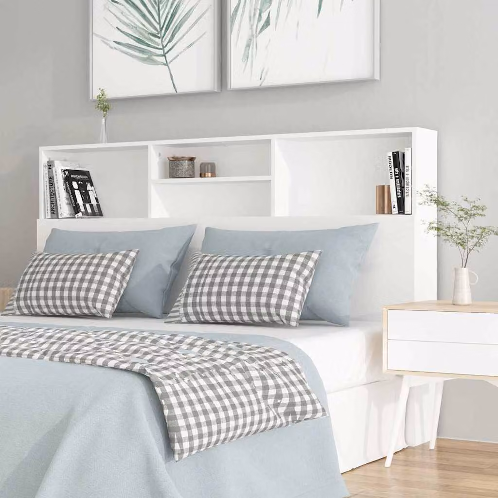 Testiera con contenitore e ripiani integrati vidaXL, Bianco, L 160 x P 19 x H 103,5 cm