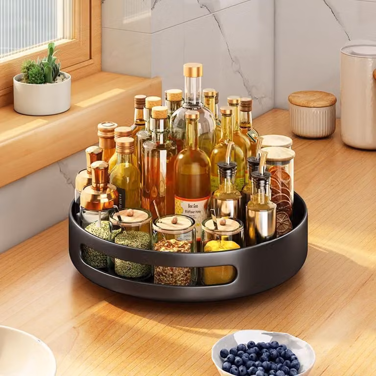 Portariviste girevole - Organizzatore multifunzionale per la cucina - Nero