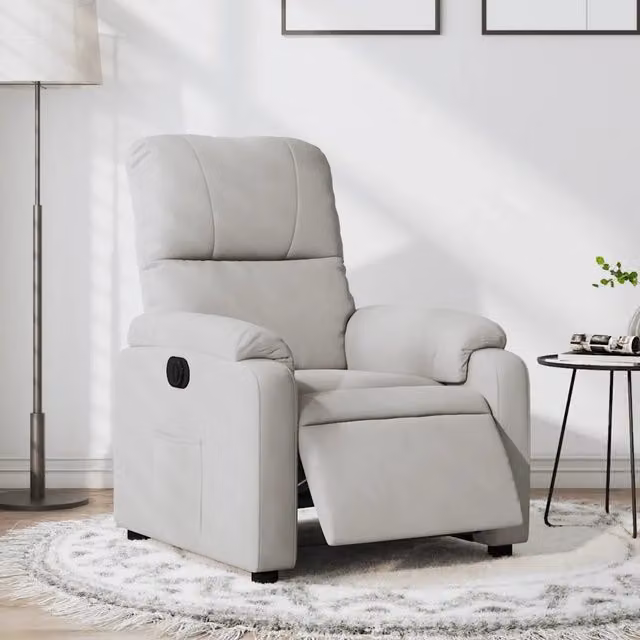 Divano Sedia-Poltrona Reclinabile Elettrica Grigio Chiaro Tessuto Microfibra 372890