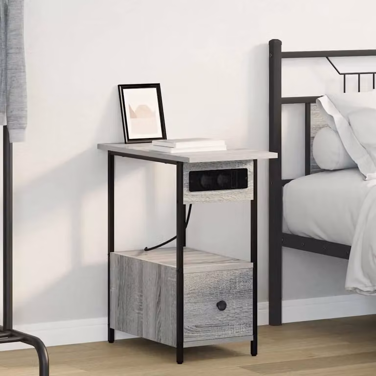 Armadio da notte vidaXL in stile rustico grigio, L 60 cm x P 30 cm x H 61 cm