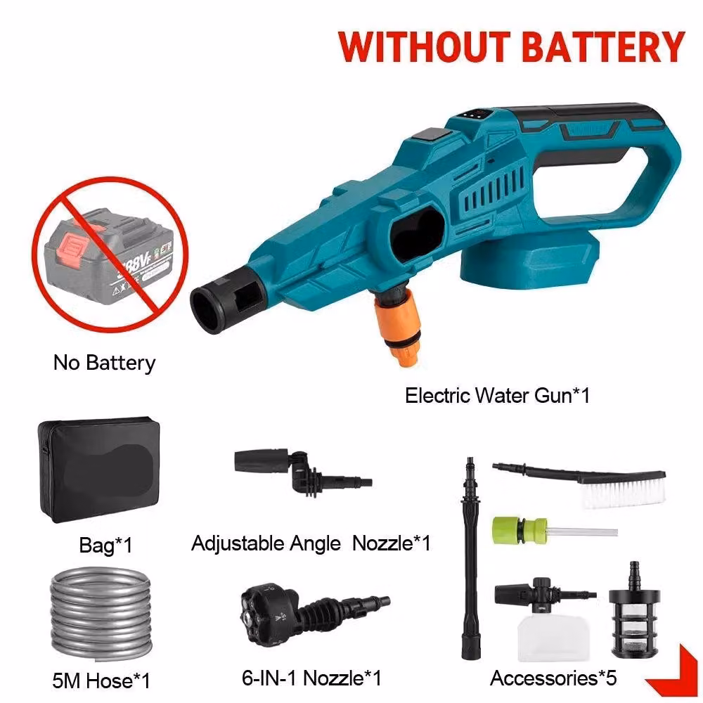 Idropulitrice a batteria - 200 bar - Idropulitrice portatile - Wireless, 3500W - Pistola per schiuma potente - con ugello multifunzione 6-in-1