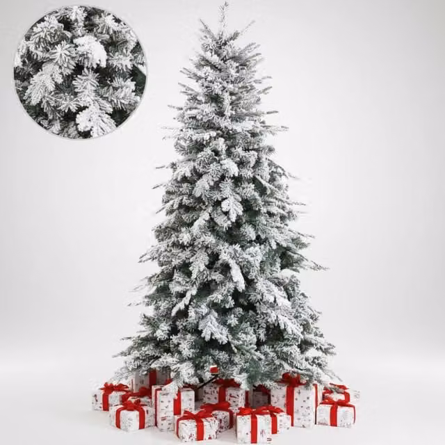 Albero di Natale Biancopino verde con effetto innevato real touch, Altezza: 210 cm