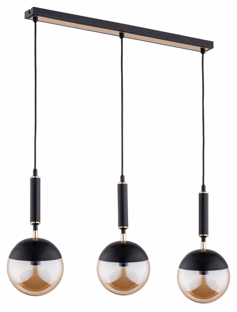 Lampada a sospensione MARAKAS nero-oro-ambra 3xE14x10W in metallo, dimensioni: 75x15x75 cm, IP20, Alfa