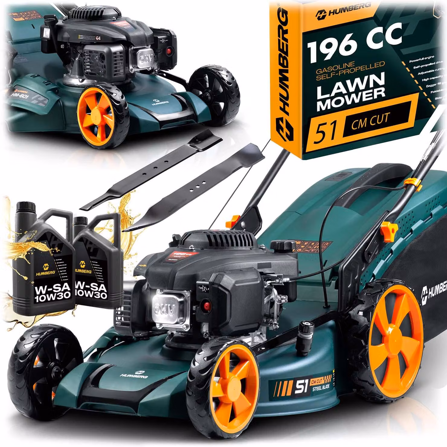 Tosaerba a benzina HM-601, Loncin, 51 cm, 70 L | Humberg