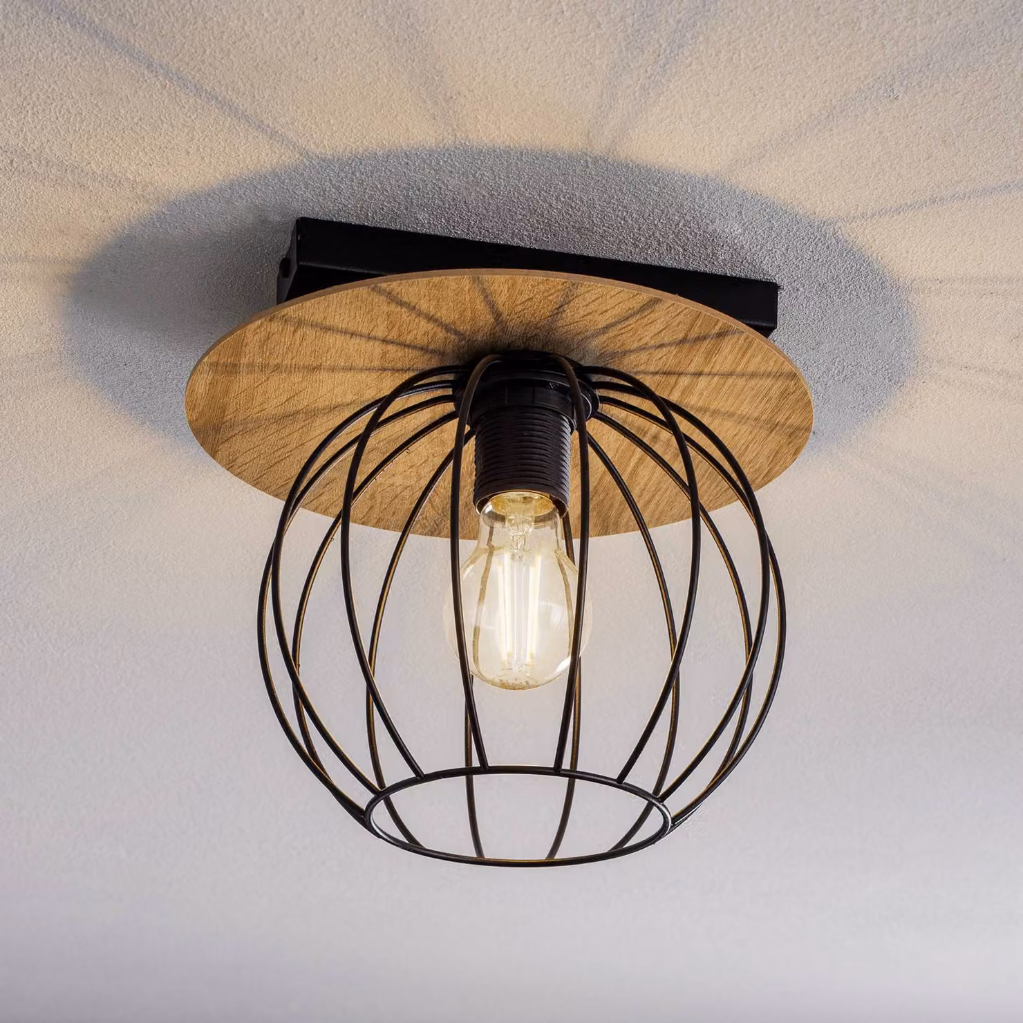 Plafoniera soffitto Malin SIGMA, dimmerabile, Legno chiaro, Soggiorno / Sala da pranzo, Legno, Moderno, Plafoniera