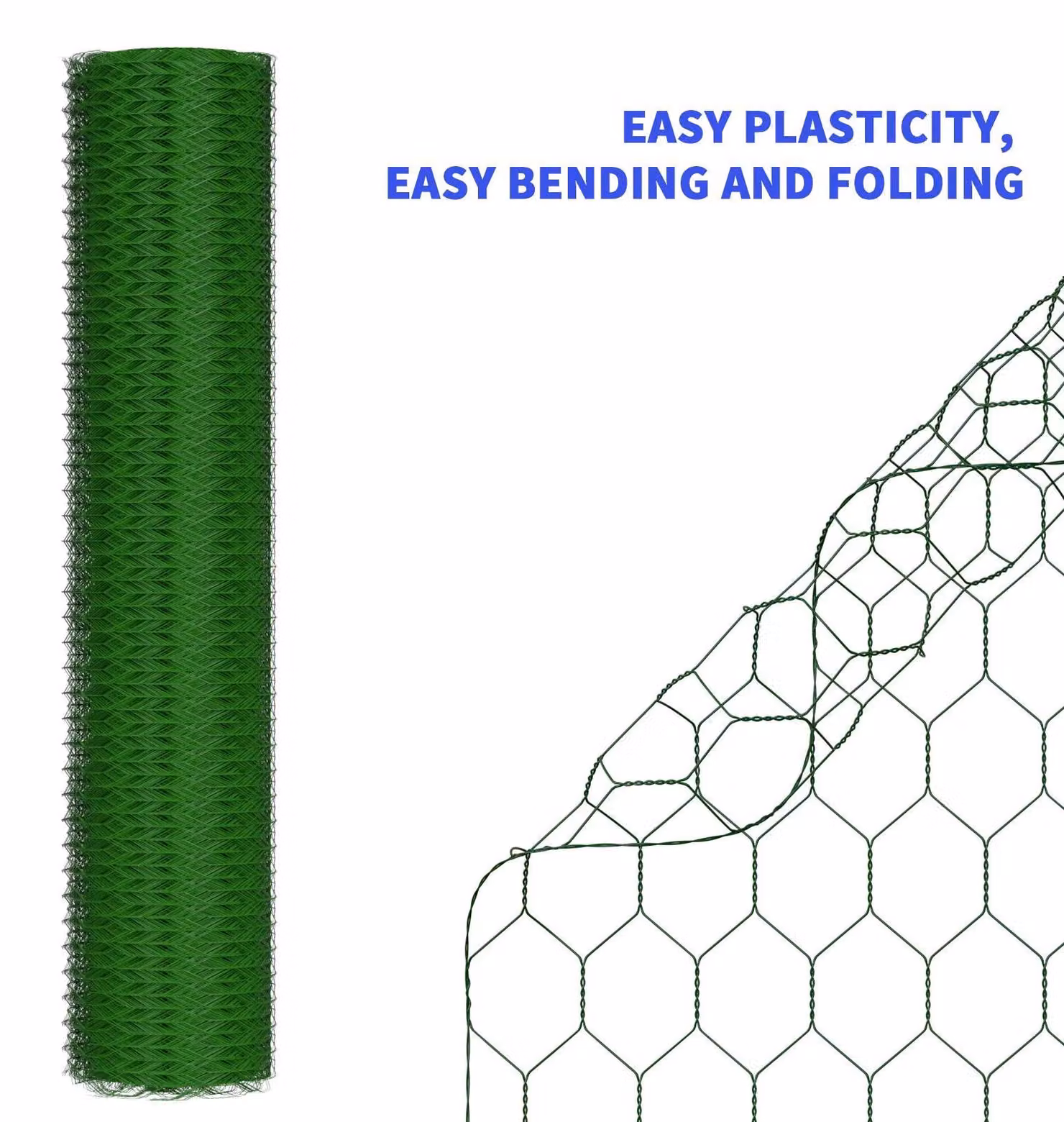 Rete esagonale per recinzione da giardino - Rete per conigli/pollo - Lunghezza 25 m - Altezza 50 cm - Apertura maglie 25 mm - Filo 0,7 mm - Rivestita in PVC e zincata a caldo