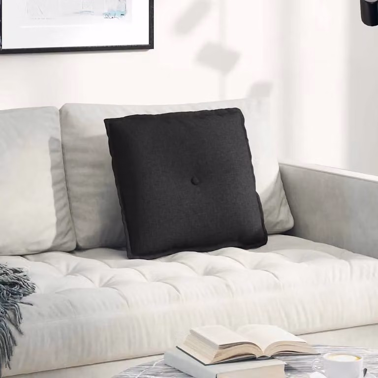 vidaXL Cuscino per Schiena Nero con Rivestimento in Poliestere L 50 cm x P 19 cm x H 45 cm
