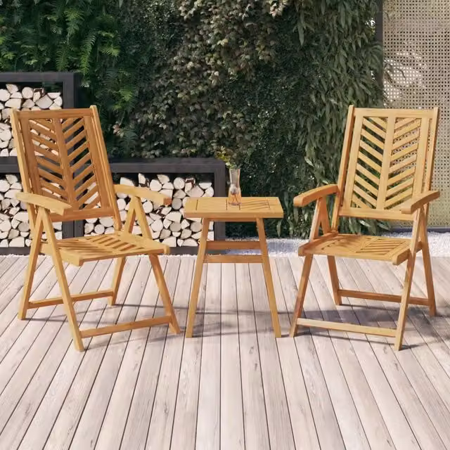 Set di 2 sedie da giardino reclinabili vidaXL in legno di acacia marrone con braccioli