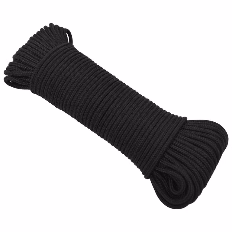 Corda multiuso vidaXL in plastica nera, diametro 4 mm, lunghezza 50 m, carico massimo 105 kg