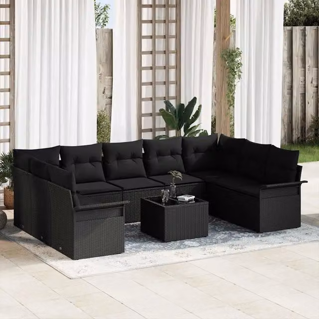 Set Divano da Giardino 10 pz Beige polyrattan 3354202