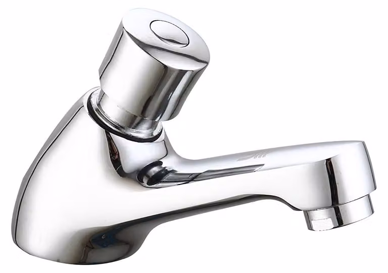 DP bath - Miscelatore per lavabo a chiusura automatica, modello Laurel, 1 pezzo, argento, GLTEMP