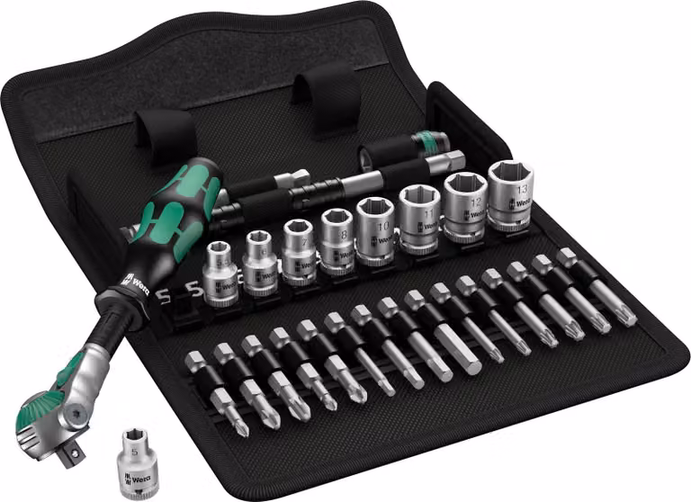 Wera Zyklop 8100 SA 6 - Chiave dinamometrica con funzione di cricchetto e set di chiavi a bussola - 28 pezzi