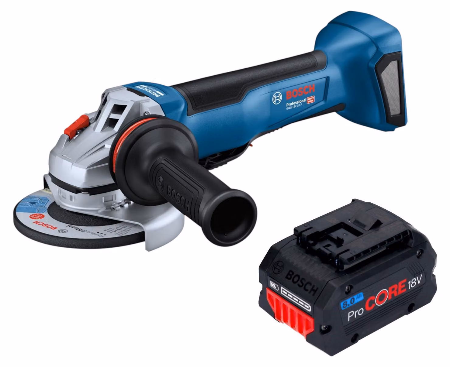 Smerigliatrice angolare a batteria Bosch GWS 18V-10 P Professional 18 V 125 mm Brushless + 1x batteria ProCORE 8,0 Ah - senza caricabatterie