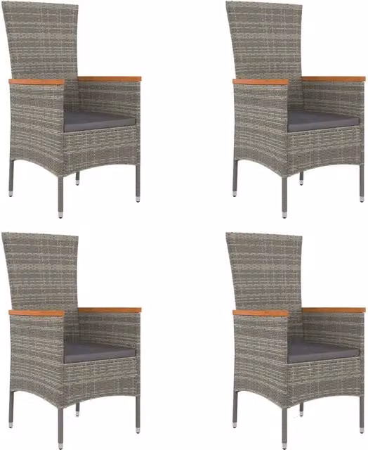 Sedie da Giardino con Cuscini 4 pz | Sedie da Esterno in Polyrattan Grigie