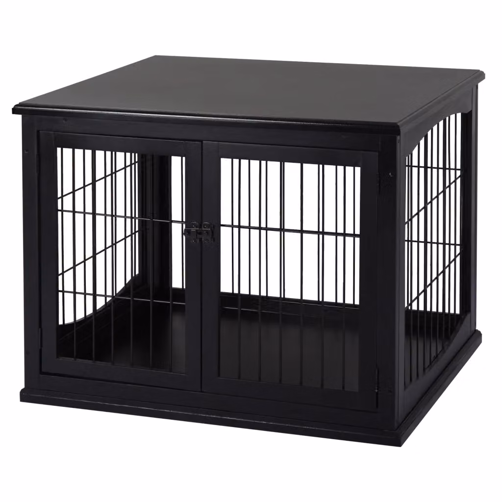Gabbia per cani Minimal in legno MDF nero L: 81 cm, P: 58,5 cm, H: 66 cm – 2
