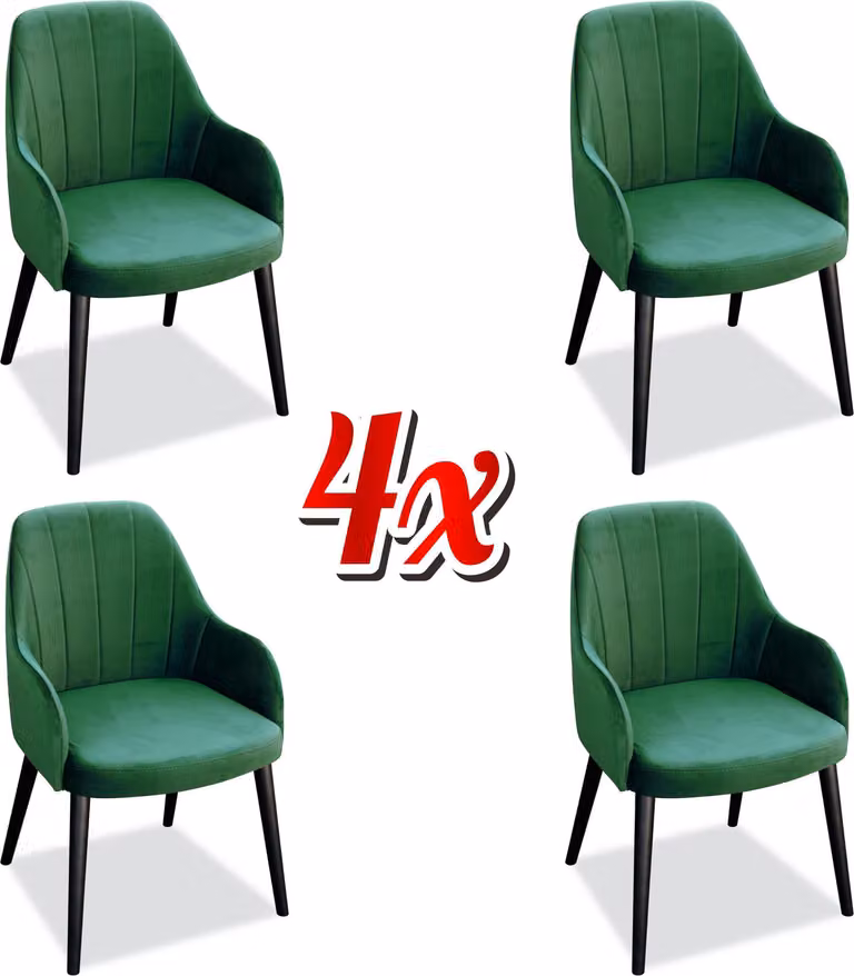 Küche Stühle Elegant Esszimmer Stoff Set 4x Sessel Stuhl Design Holz Textil