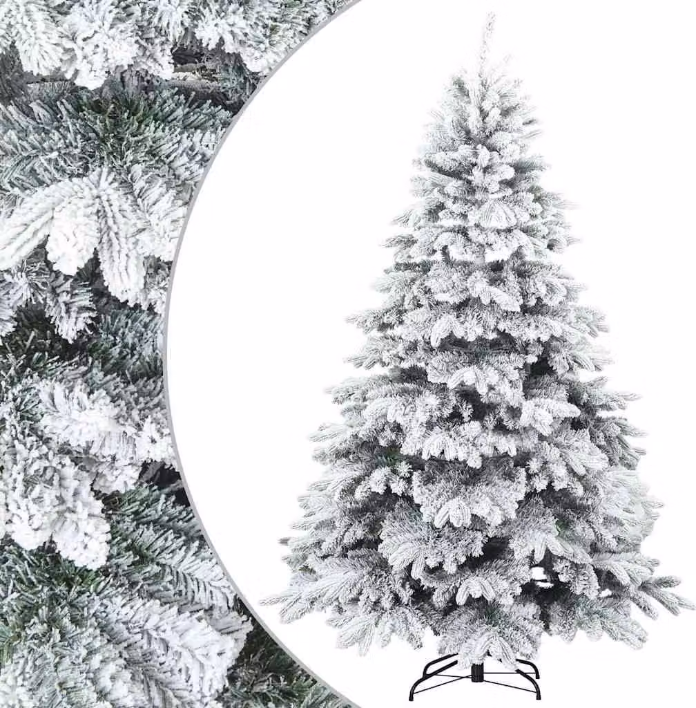 Albero di Natale Artificiale Snodato Foderato di Neve Bianco
