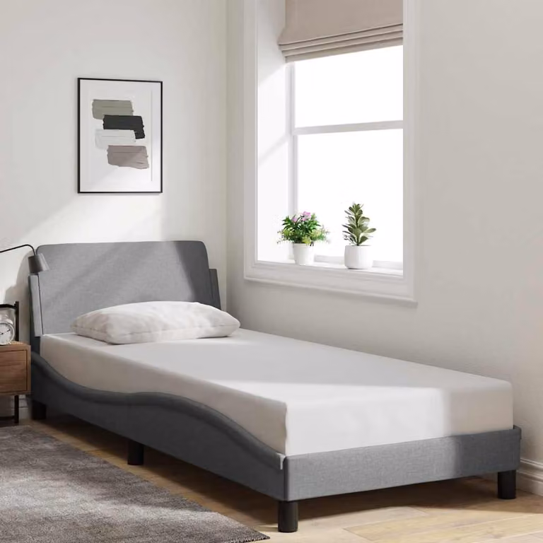 vidaXL Giroletto Dover Grigio Chiaro con Struttura Imbottita e Doghe in Legno 90x190 cm