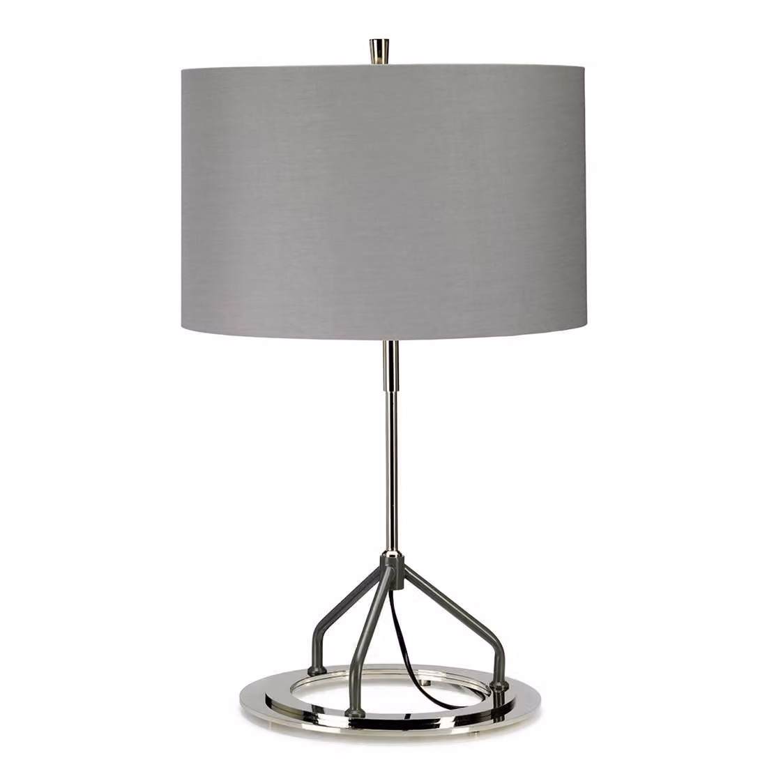 Lampada da tavolo con paralume Vicenza, nichel grigio lucido, 1xE27x60W, metallo, dimensioni: 65x40x30 cm, IP20, Elstead