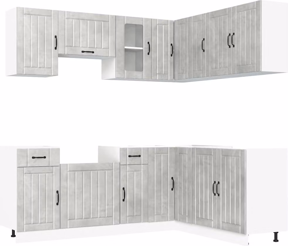 Set Mobili da Cucina 11 pz Kalmar Grigio Cemento in Truciolato