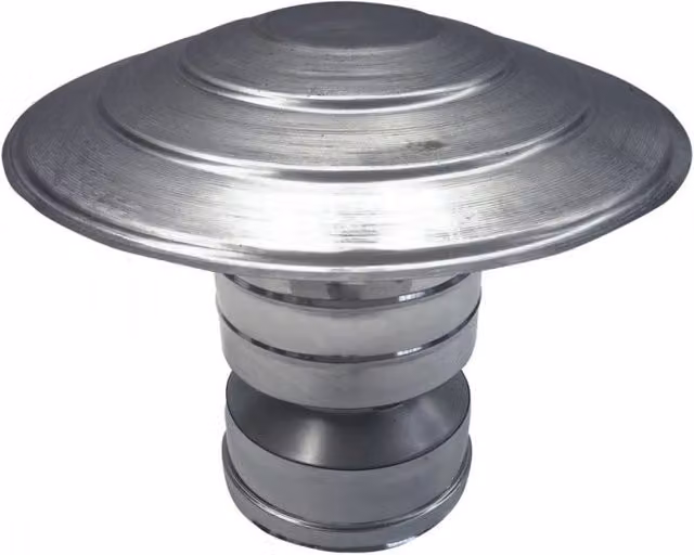 Canna fumaria a parete doppia coibentata in acciaio inox Mbm con terminale a cappello cinese color argento DN 350/400