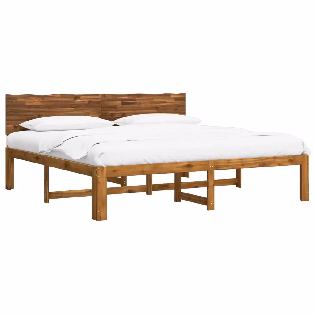 Letto matrimoniale con testiera ROSTOCK vidaXL in legno di acacia naturale, L 180 x P 200 cm – 2