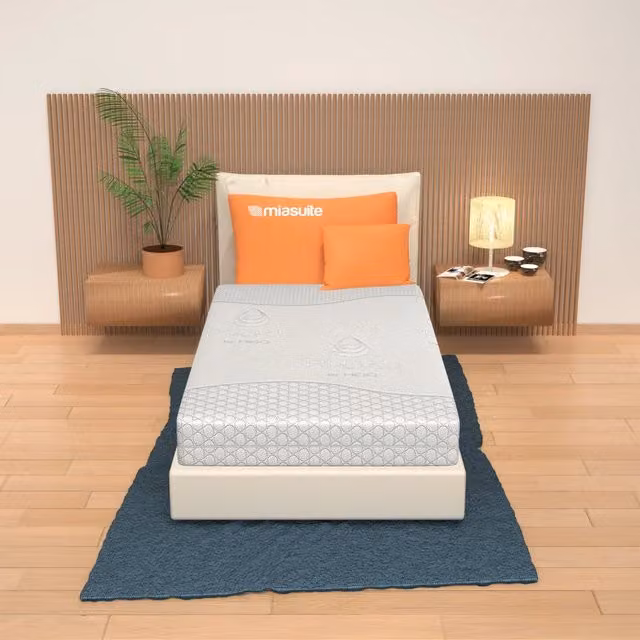 Materasso Ibrido MIASUITE in Memory Foam e Water Foam con Rivestimento Antibatterico e Regolazione della Temperatura, Bianco, L/P/H: 195 x 90 x 21 cm