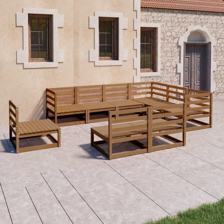 Maison Exclusive - Set Salotto da Giardino 9pz Marrone Ambra Legno Massello Pino
