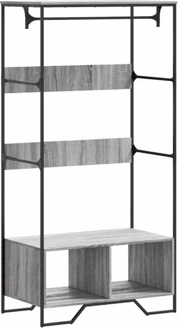 Armadio compatto stoccaggio minimalista 90 x 50 x 180 cm in legno multistrato grigio 02_0049586