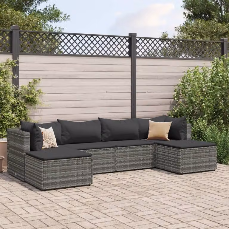 Maison Exclusive - Set da giardino 6 pezzi con cuscini grigio in polyrattan
