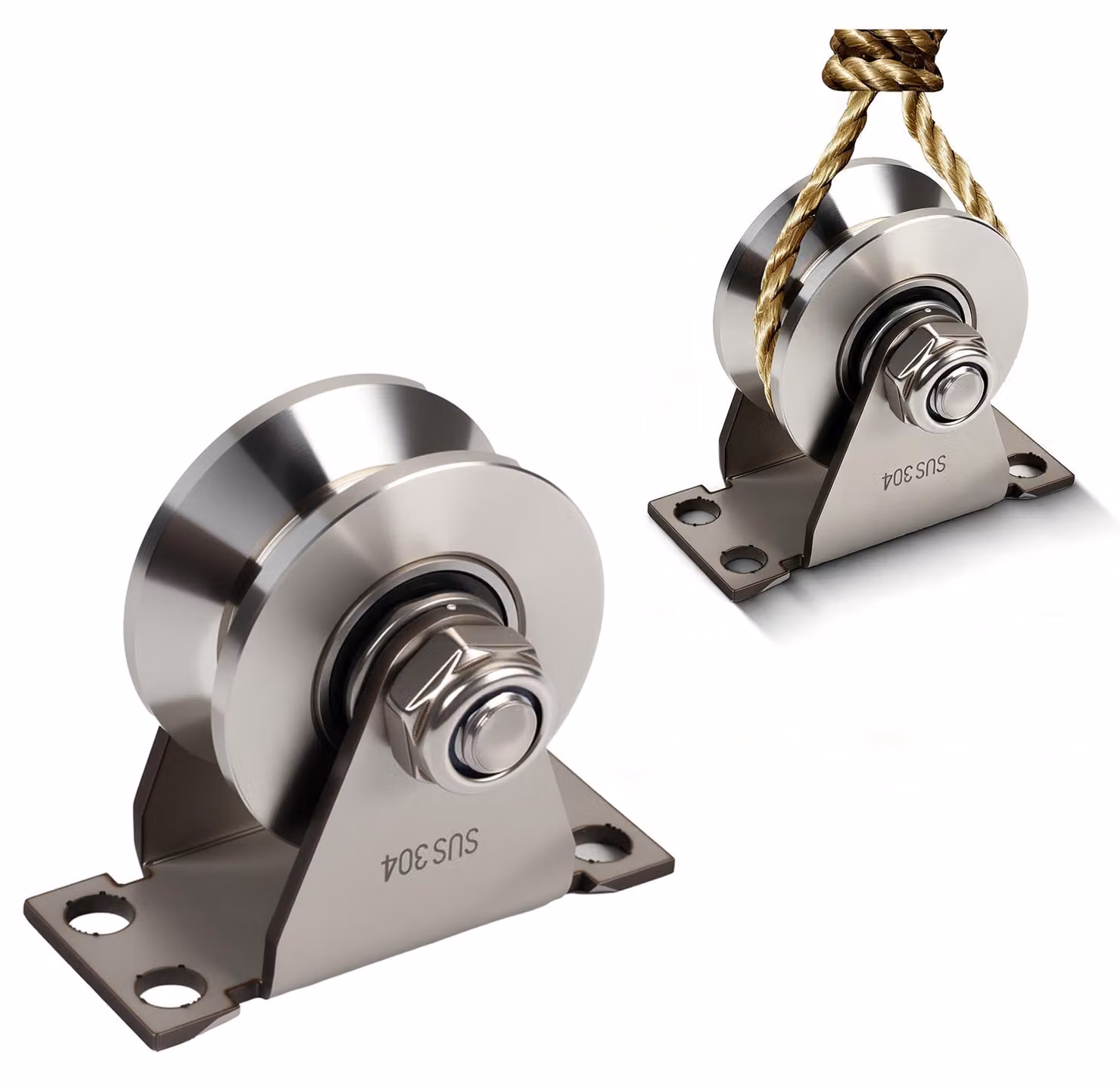 Puleggia a V, diametro 48 mm, 2 cuscinetti a sfera, portata 500 kg, confezione da 2 pezzi