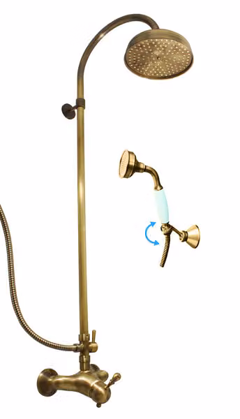 Miscelatore per doccia Labe-old brass con soffione e doccetta L081.5/3SM Ottone Tutto metallo