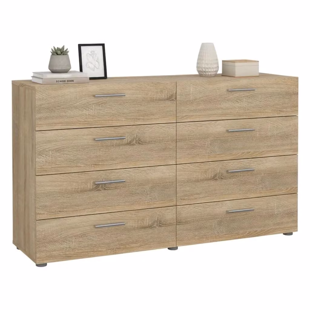 Credenza Phethai DMORA in legno color quercia per soggiorno e cucina, L: 140 cm, P: 40 cm, H: 82 cm – 2