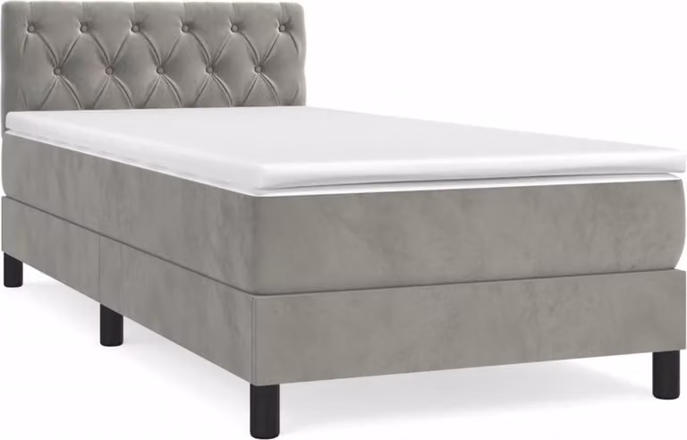 Giroletto a Molle con Materasso Grigio Chiaro 80x200 cm Velluto