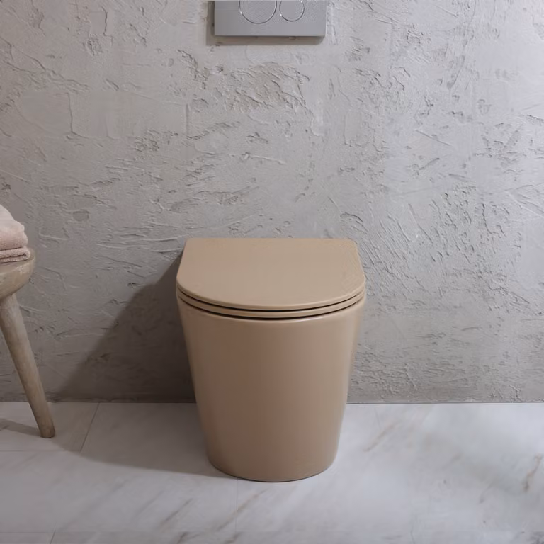 Sanitario WC Filo Parete Rotondo con Sedile con Chiusura Ammortizzata - Bianco (Chalk) - Elements