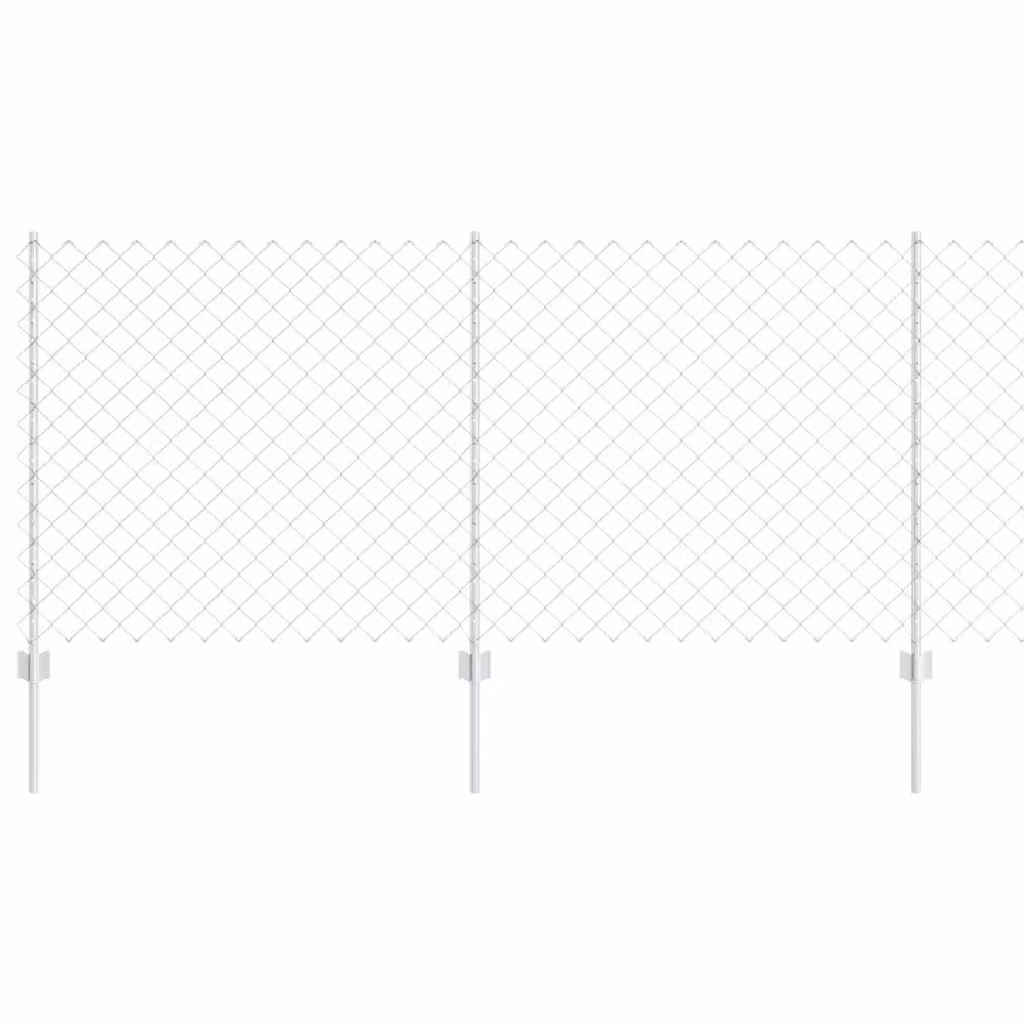 Recinzione a maglie con palo vidaXL in acciaio zincato Argento L: 25 m, H: 1 m – 2