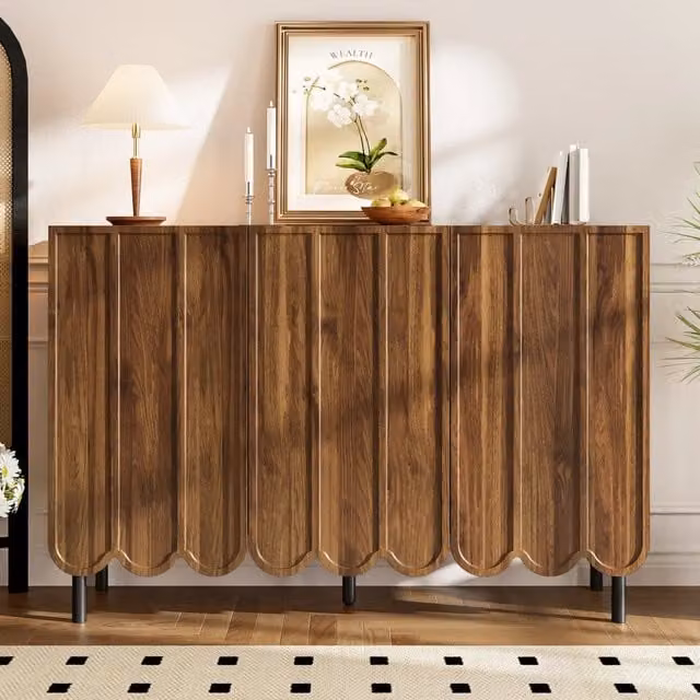 Mobile TV moderno in legno - Zephmum - 120x35x80 cm - Senza maniglie, ripiani regolabili