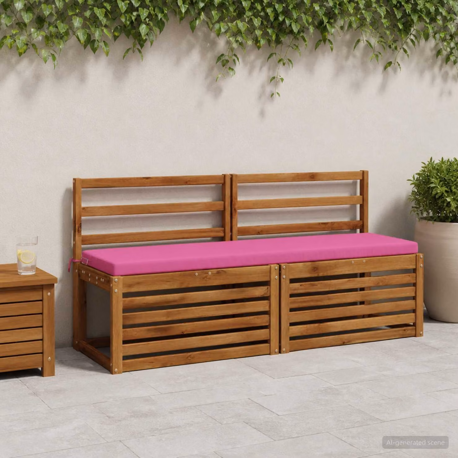 Set di 2 cuscini per panchina vidaXL SOEST in poliestere rosa con fodera rimovibile e resistente ai raggi UV