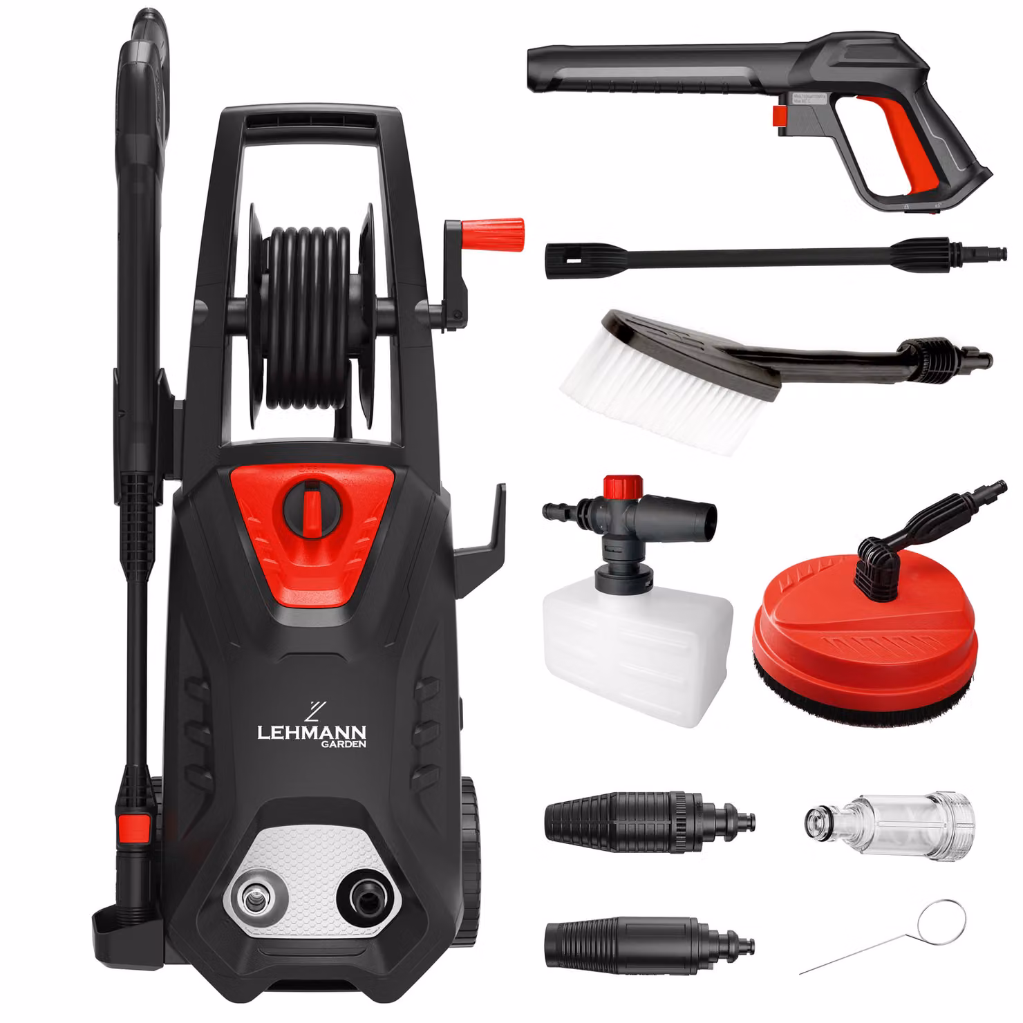 LEHMANN Idropulitrice Hudson con pompa in alluminio, 1800 W, pressione massima 220 bar, portata 450 l/h, kit accessori