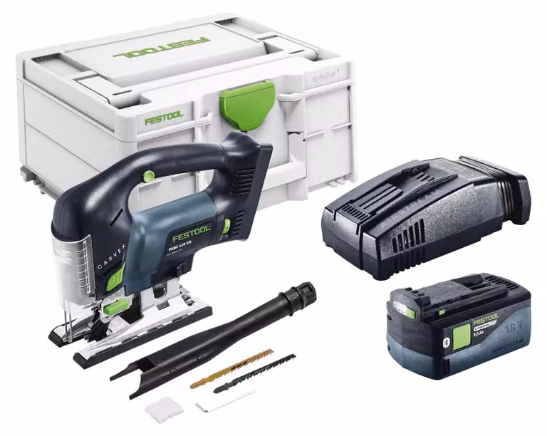 Festool PSBC 420 EB-Basic Sega alternativa a batteria 18 V 120 mm Brushless + 1x batteria 5,0 Ah + caricabatterie rapido + Systainer