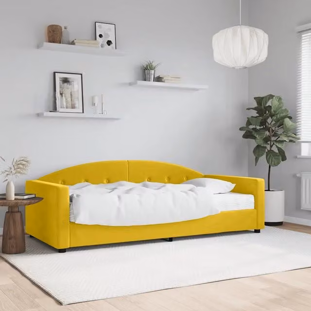 Divano Letto con Materasso-Sofa Letto-Daybed Giallo 90x200 cm in Velluto 396627