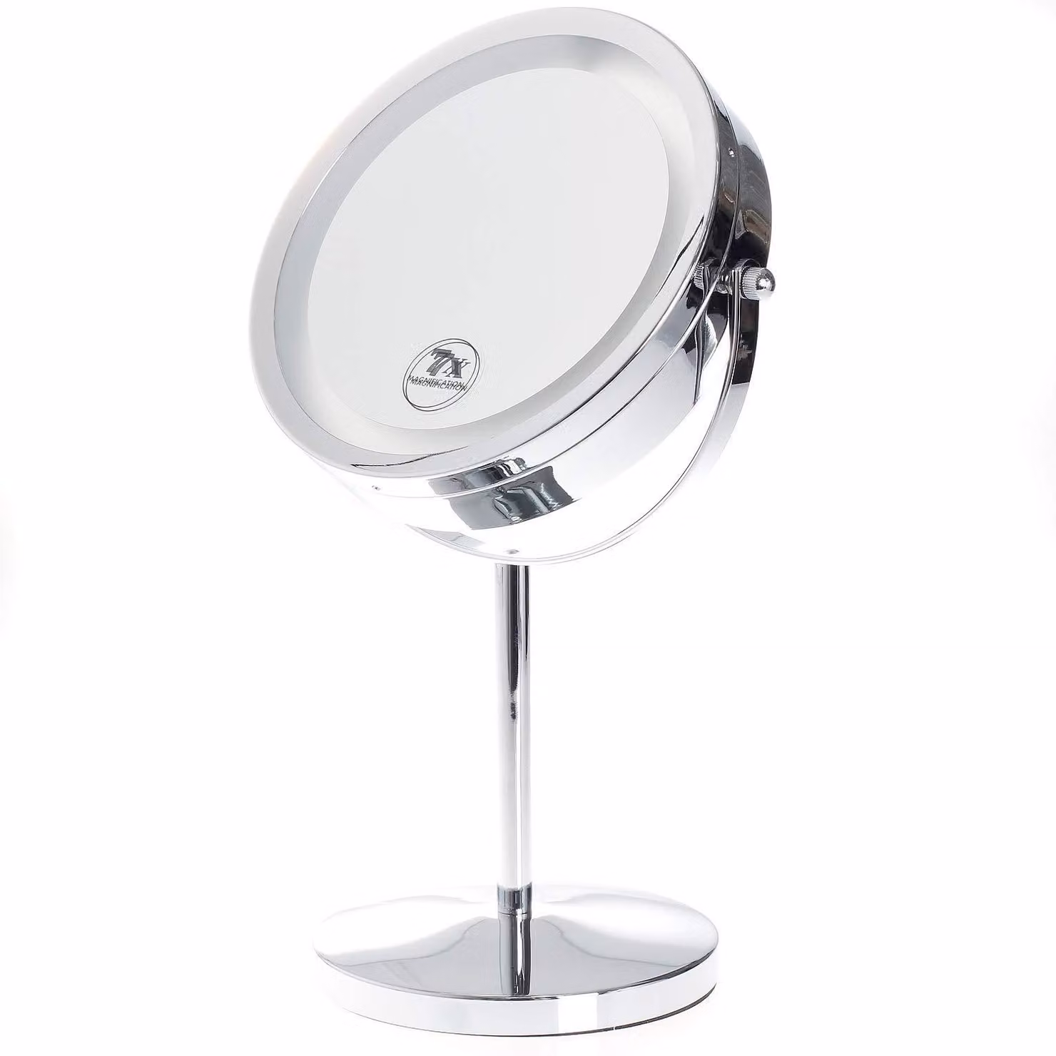 Specchio trucco LED con ingrandimento 7x, finitura cromata
