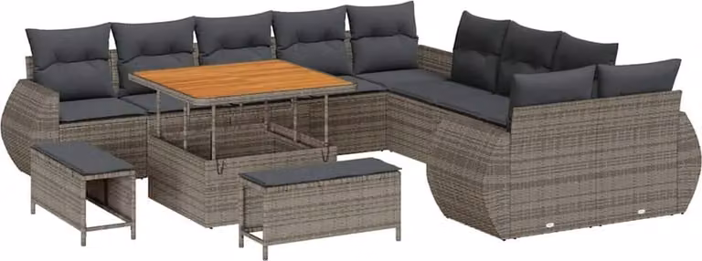 Set Divano da Giardino 13 pcs Grigio polyrattan
