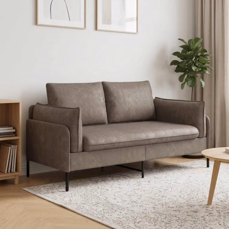 Divano a 2 posti moderno vidaXL in similpelle grigia con coperture rimovibili L: 188 cm, P: 81 cm, H: 89 cm