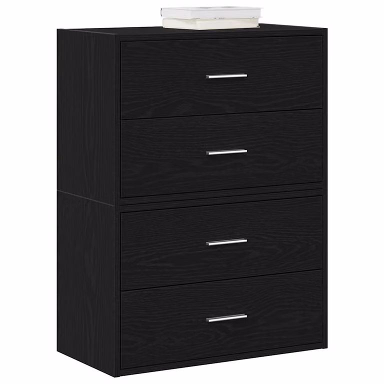 Set di 2 armadi vidaXL con 4 cassetti in MDF, colore nero rovere, L 60 cm x P 31 cm x H 40 cm
