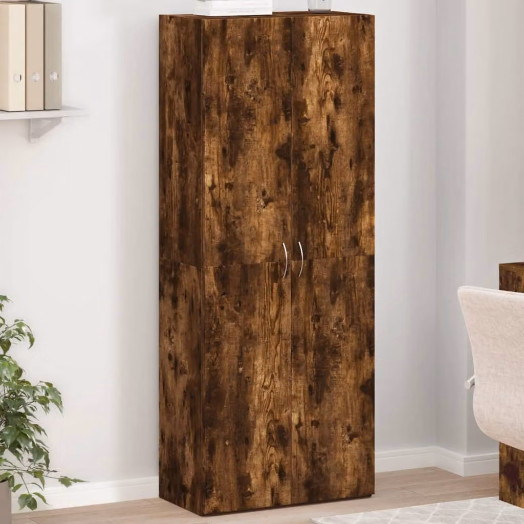 Schedario moderno vidaXL in MDF color rovere fumo con ante a battente, L: 60 cm, P: 32 cm, H: 153 cm