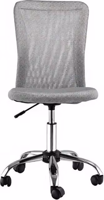Sedia da ufficio ergonomica girevole a 360 gradi in tessuto grigio con base in metallo e ruote per home office e soggiorno