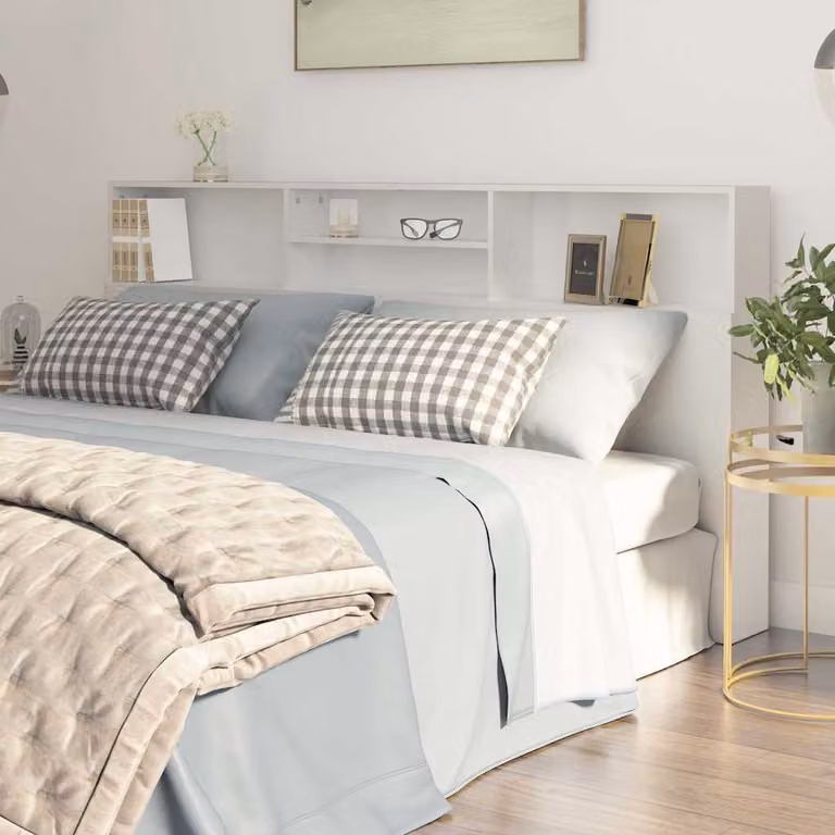Testiera con contenitore e ripiani integrati vidaXL, colore bianco, L 200 cm x P 19 cm x H 103,5 cm