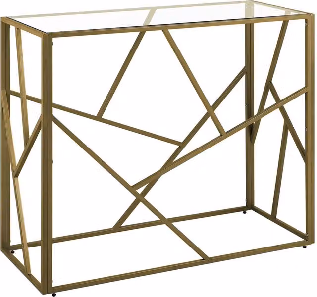 Consolle Glamour BELIANI in metallo dorato e vetro, stile moderno geometrico, L: 100 cm, P: 40 cm, H: 85 cm