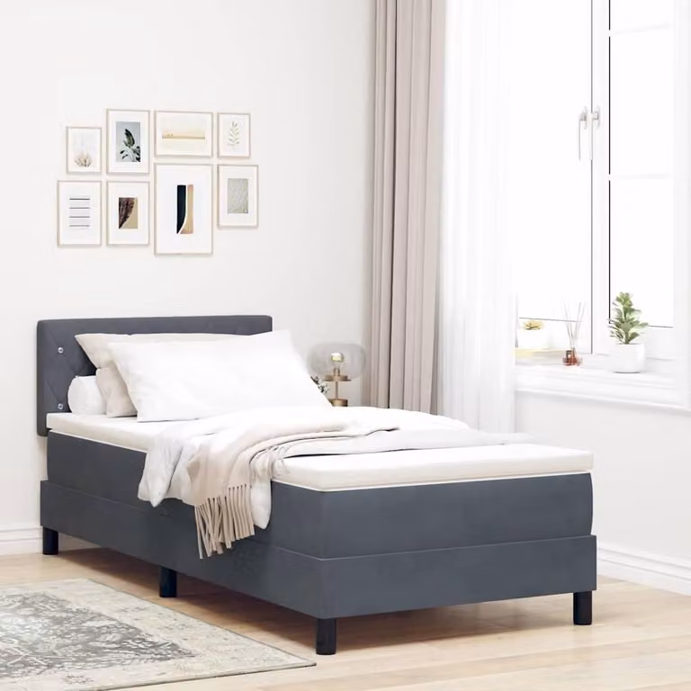 Maison Exclusive - Letto boxspring con materasso grigio scuro 100 x 200 cm velluto